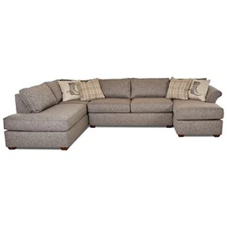 Three Piece Sectional Sofa with Flared Arms and LAF Sofa Chaise 